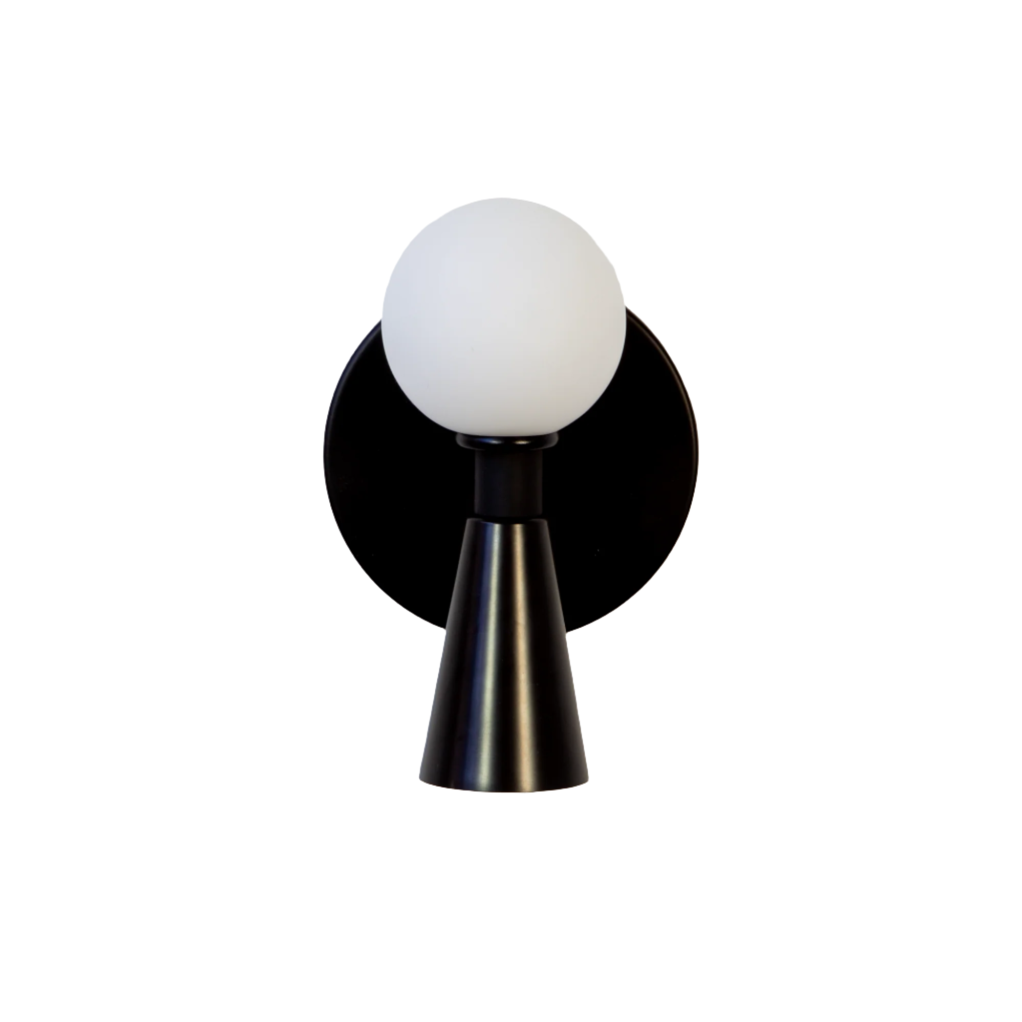 Black Wall Sconce with white glass globe