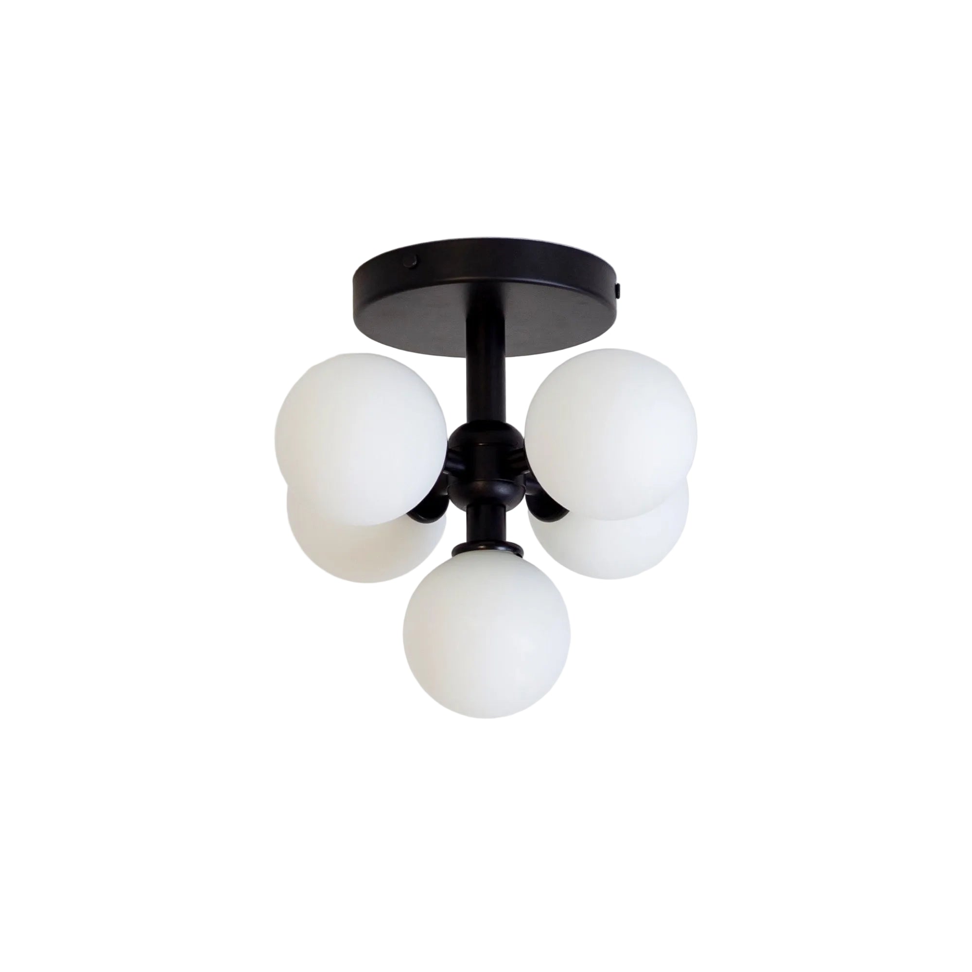 Contemporary Matte Black Ceiling Light with Frosted Glass Orbs