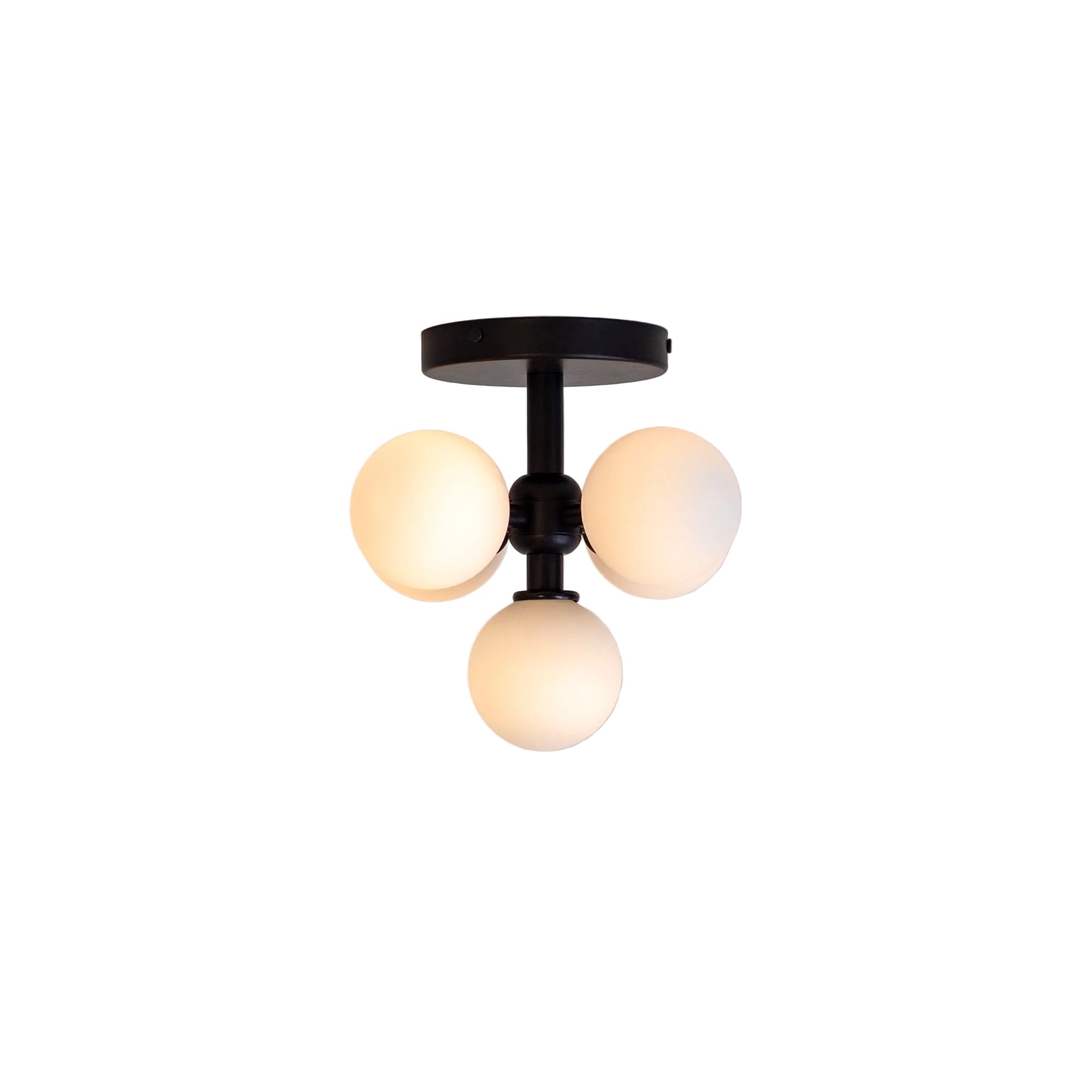 Designer Black Flush Mount Ceiling Fixture with Round Glass Shades
