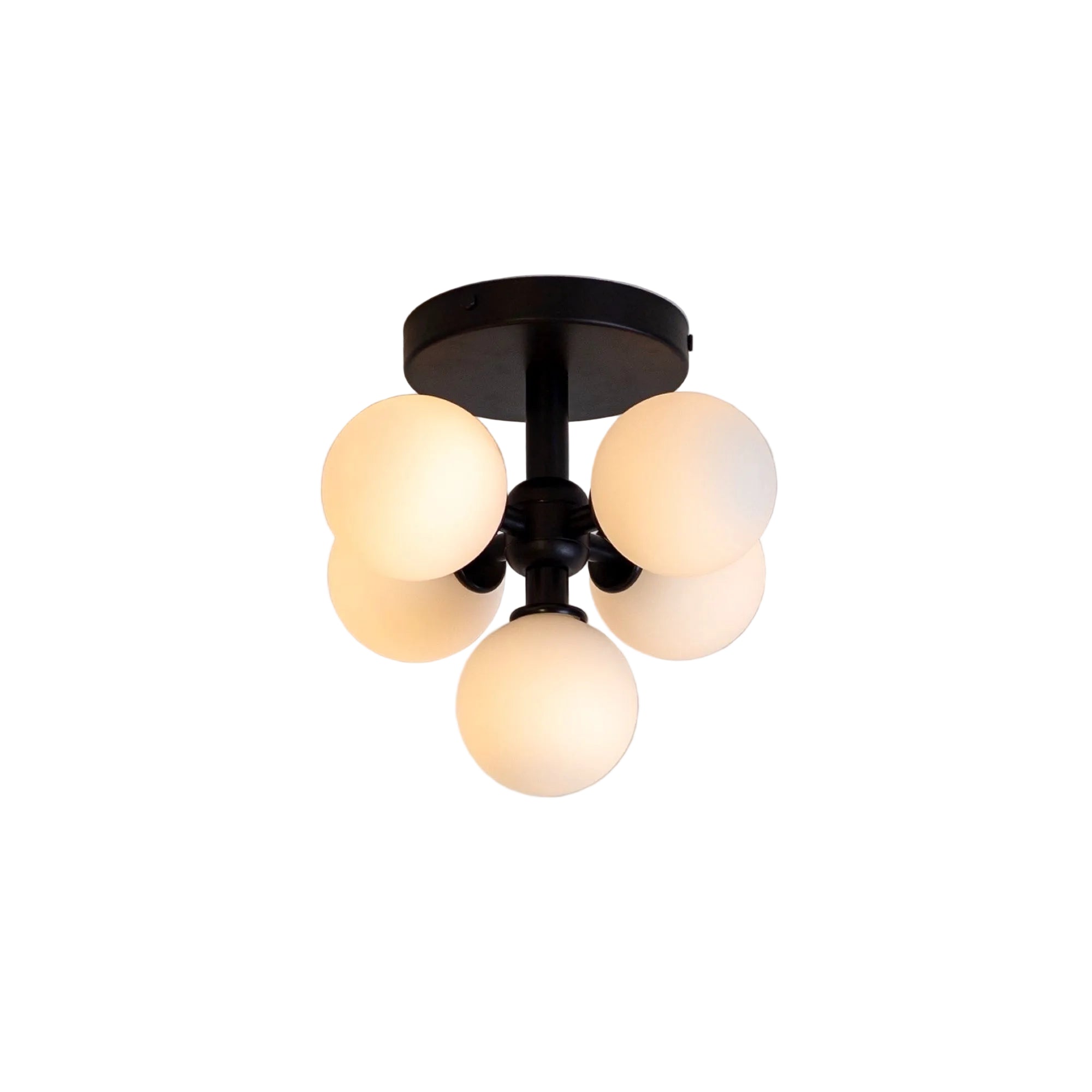 Luxury Modern Ceiling Light with 5 Frosted White Glass Globes
