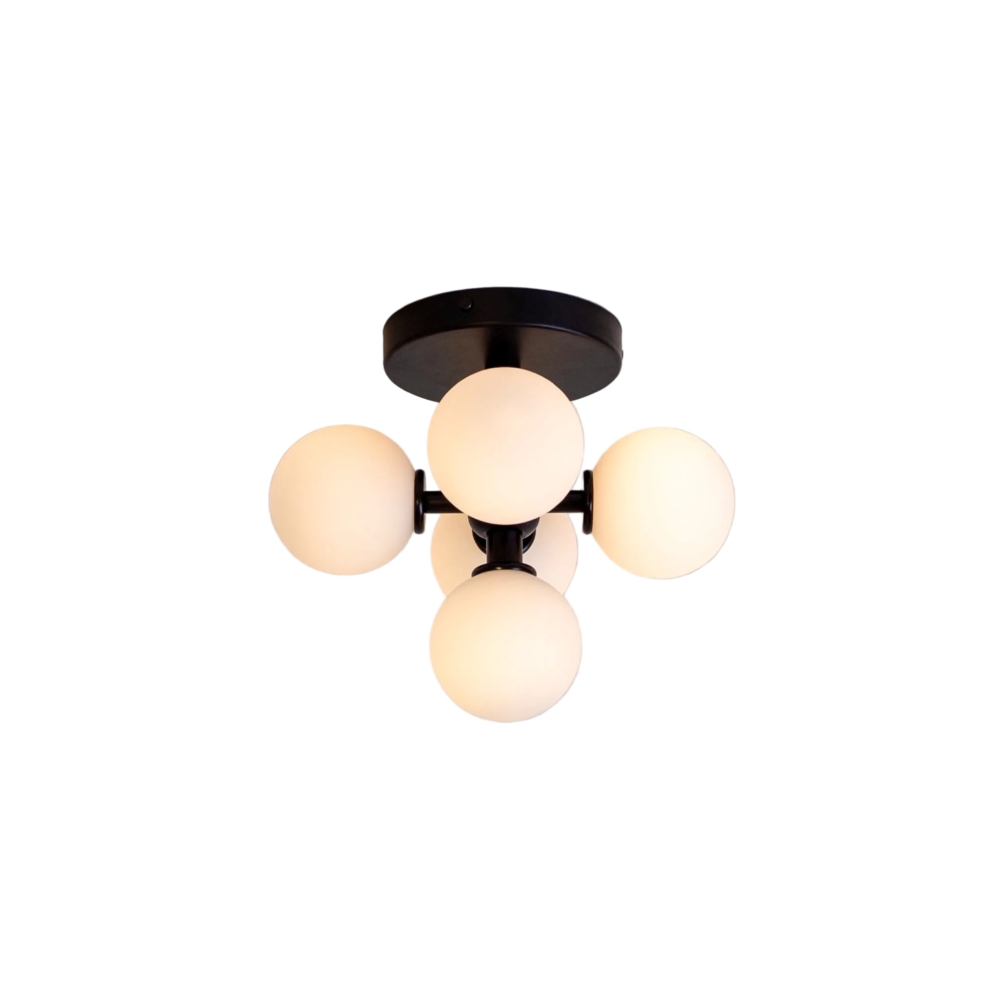 Modern Cluster Flush Mount with Matte Black Frame and Glass Globes