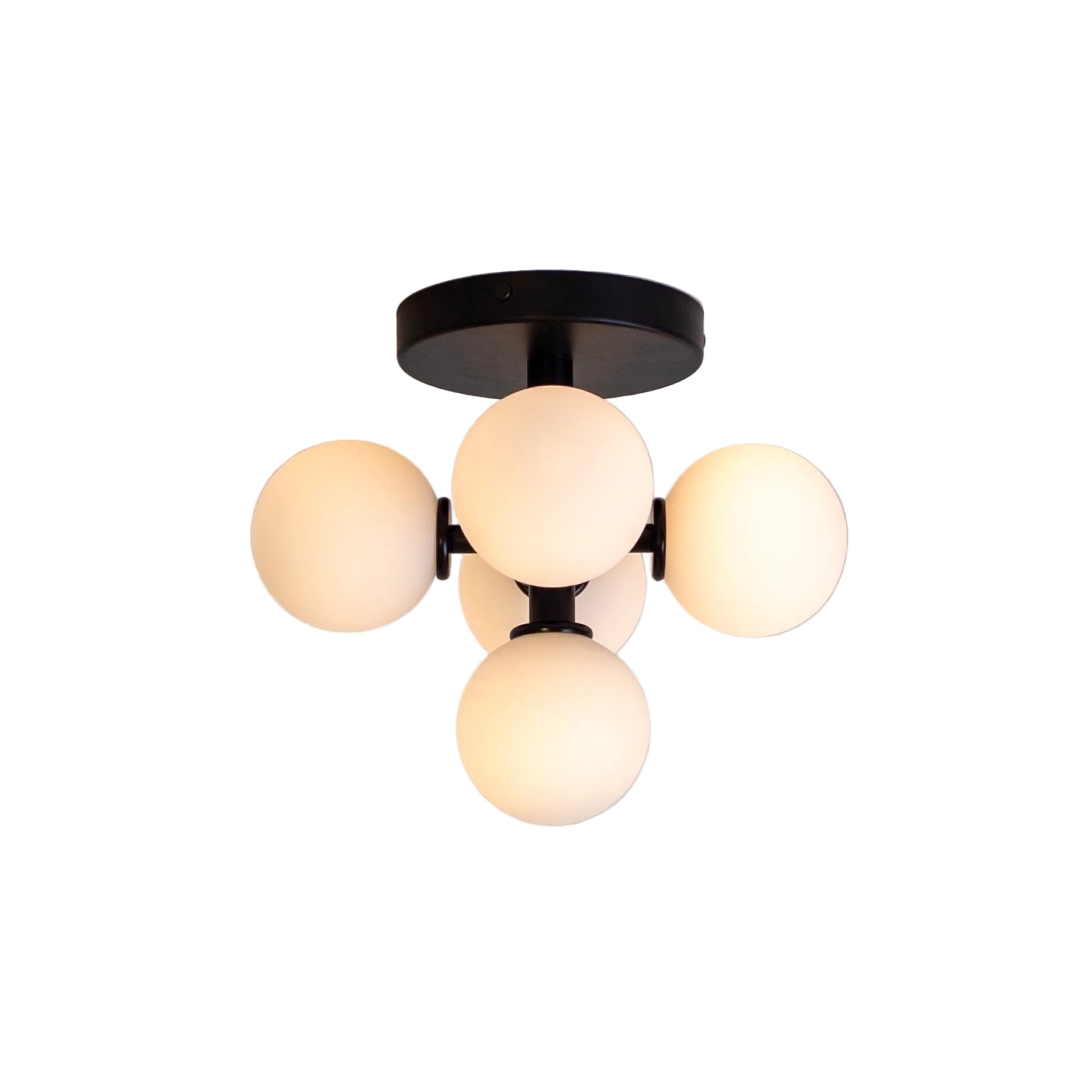 Contemporary Flush Mount Lighting with Five Frosted Glass Balls