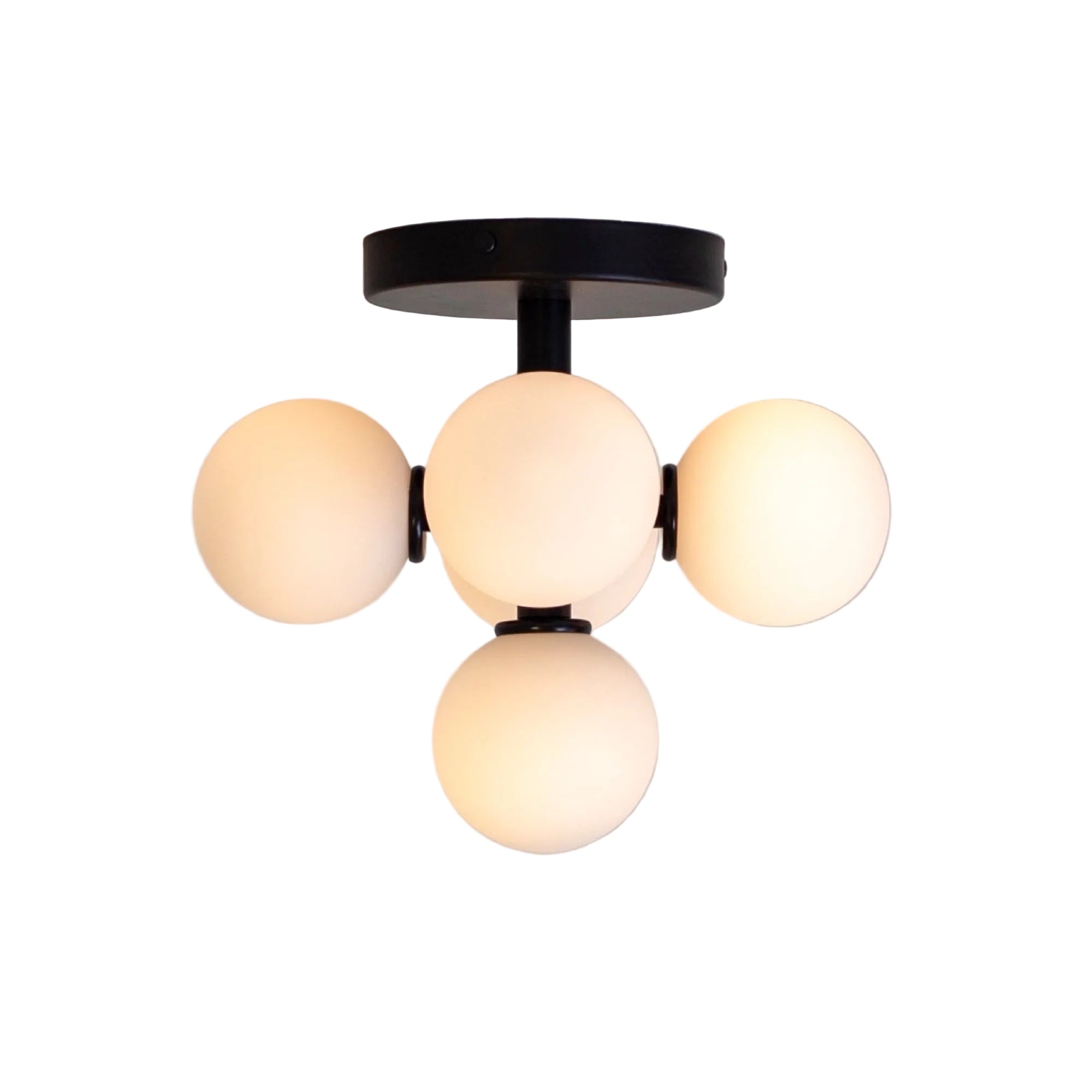 Black Modern Flush Mount with Sculptural Glass Globe Design