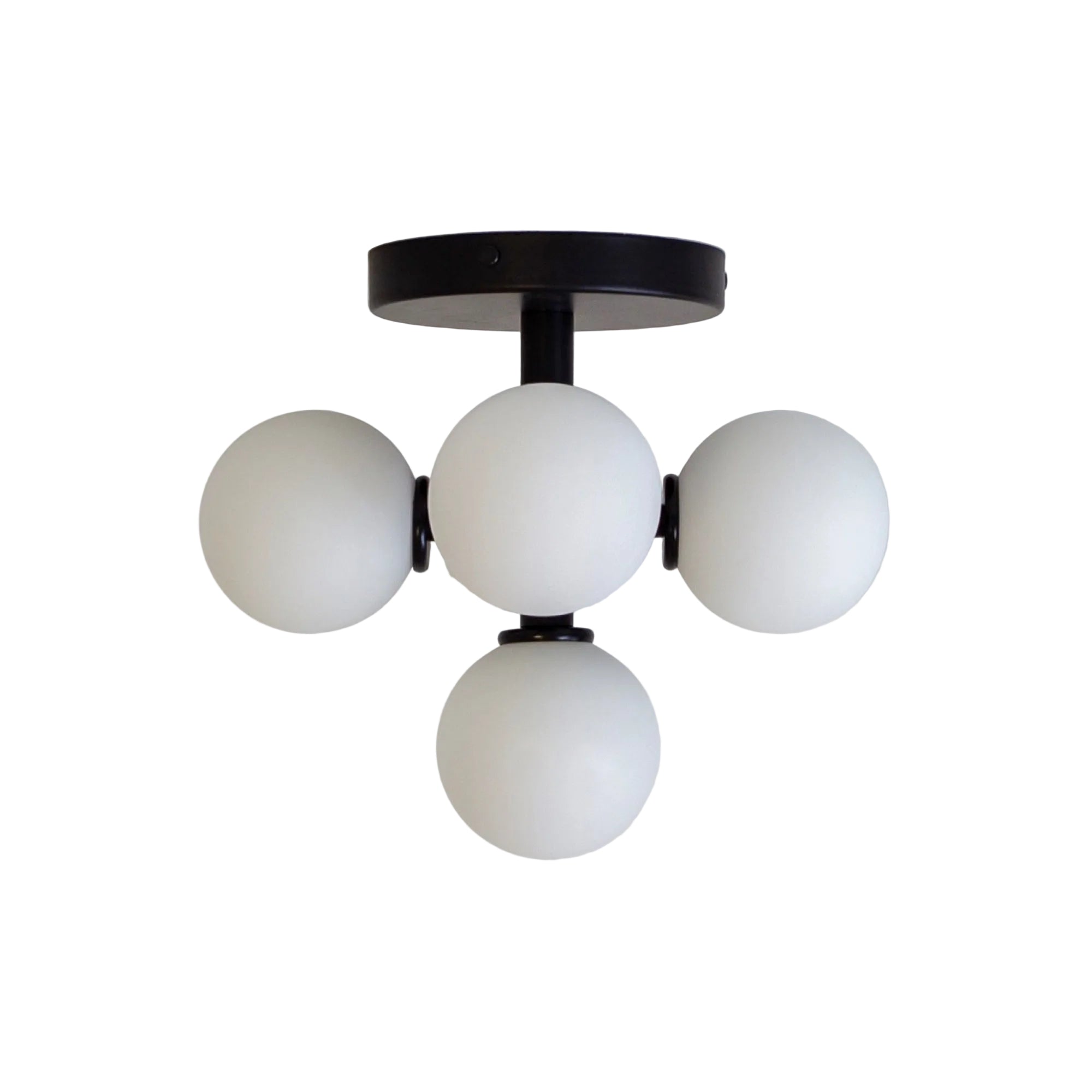 Designer Ceiling Light with Matte Black Finish and Opal Globes