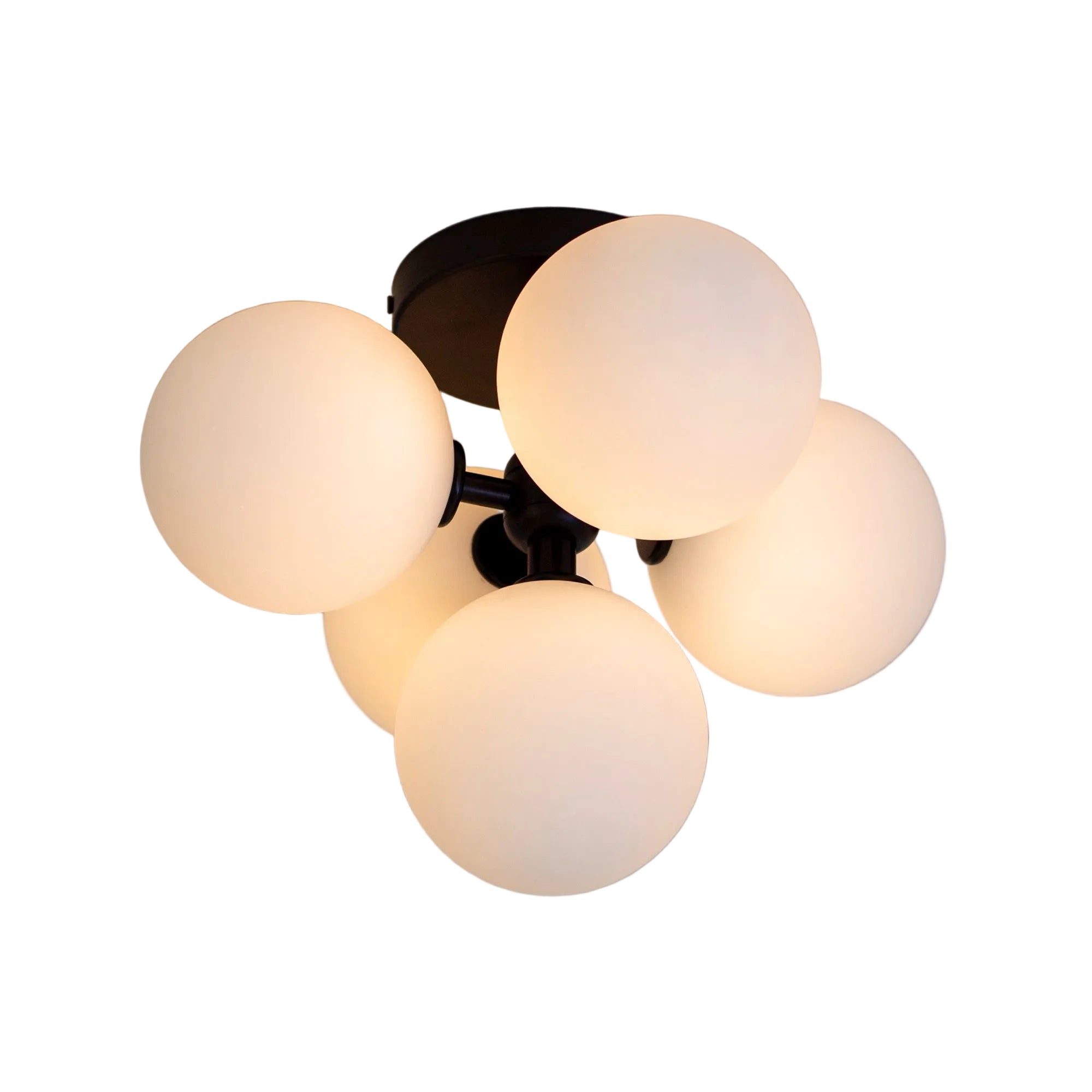 Modern Orb Flush Mount Ceiling Light with Matte Black Base