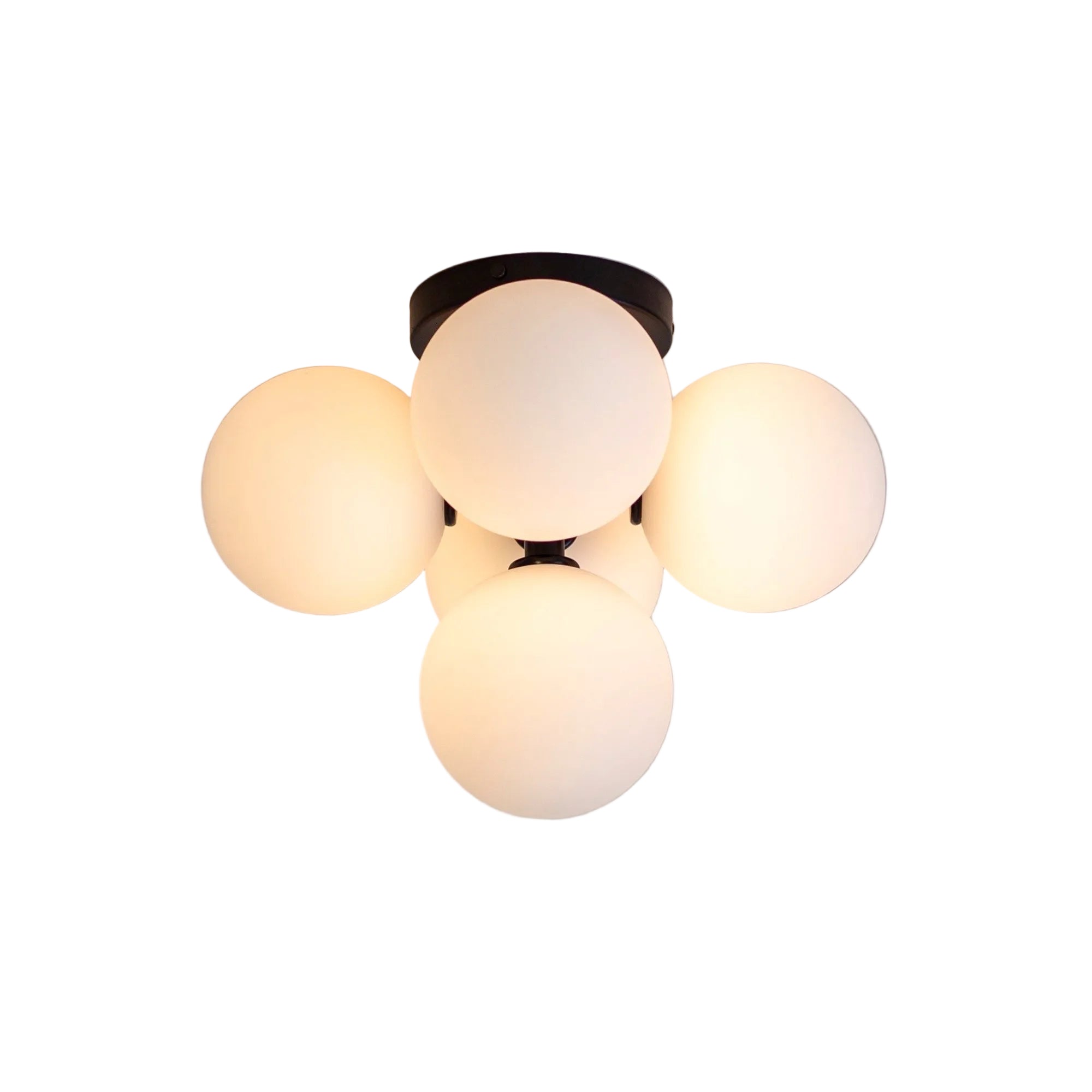 Minimal Designer Flush Mount with Frosted Globe Lighting