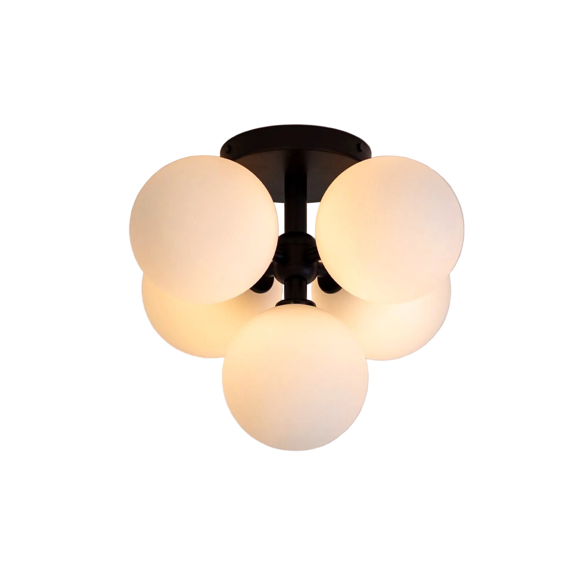 Minimal Black Ceiling Light with Clustered Frosted Glass Shades