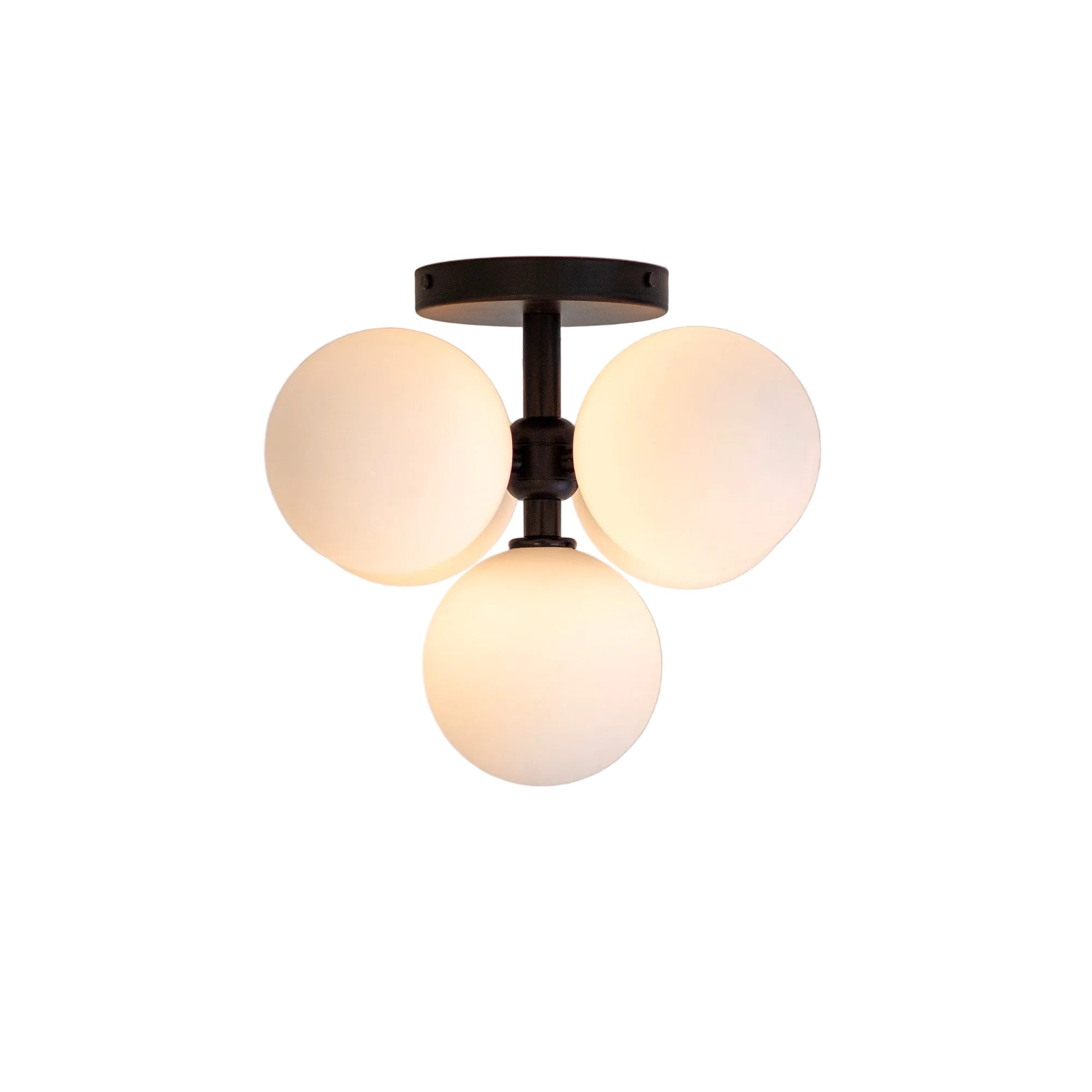 Designer Flush Mount Fixture with White Glass Globe Lights