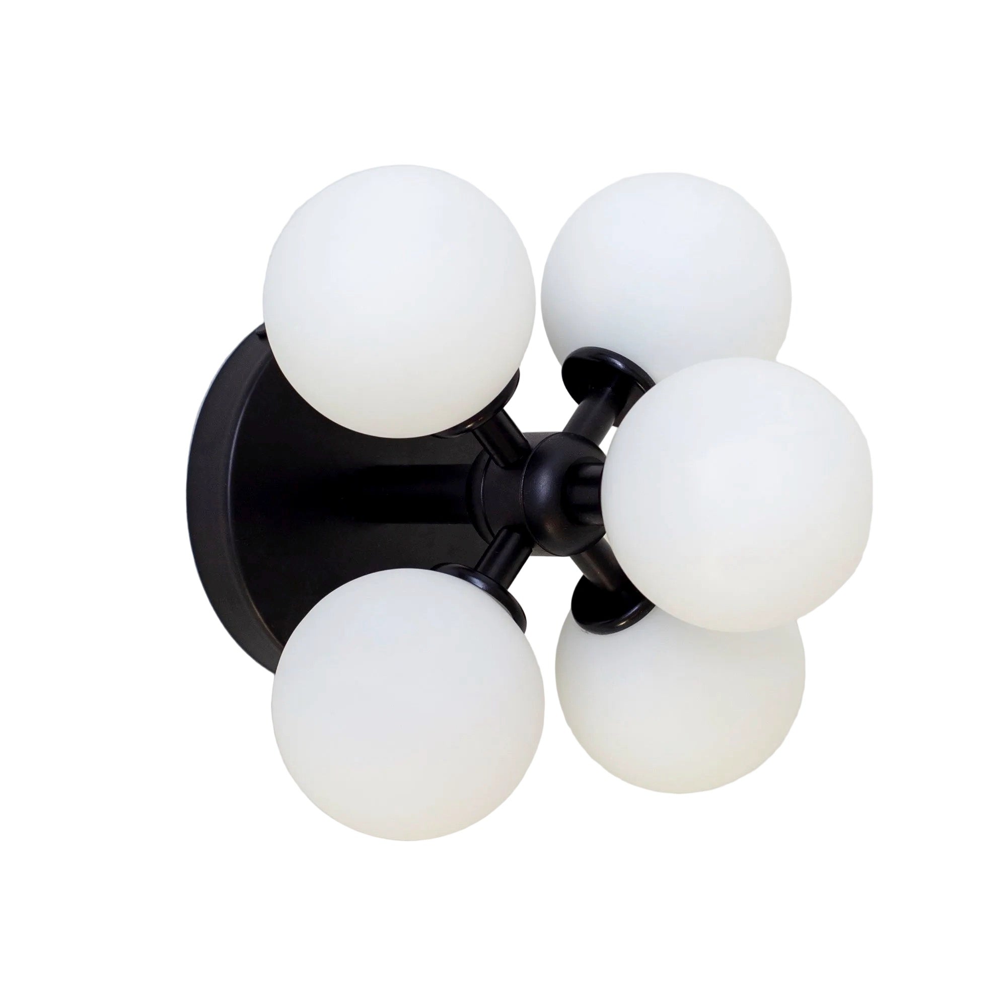 Designer Wall Light with Matte Black Finish and Opal Globes