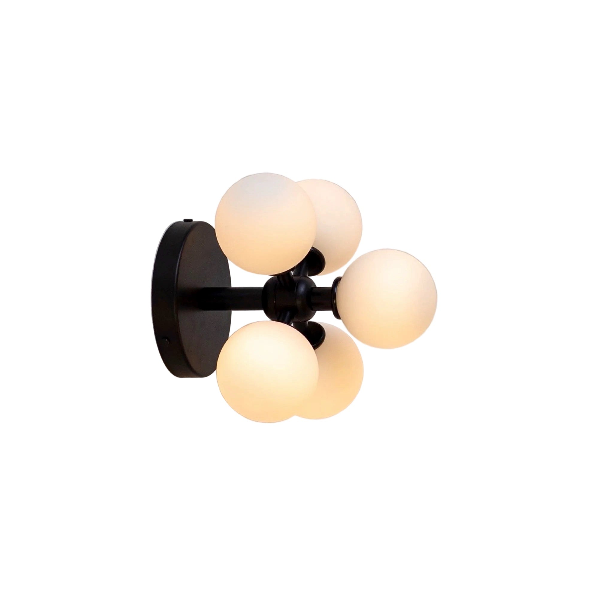 Designer Black Wall Fixture with Round Glass Shades