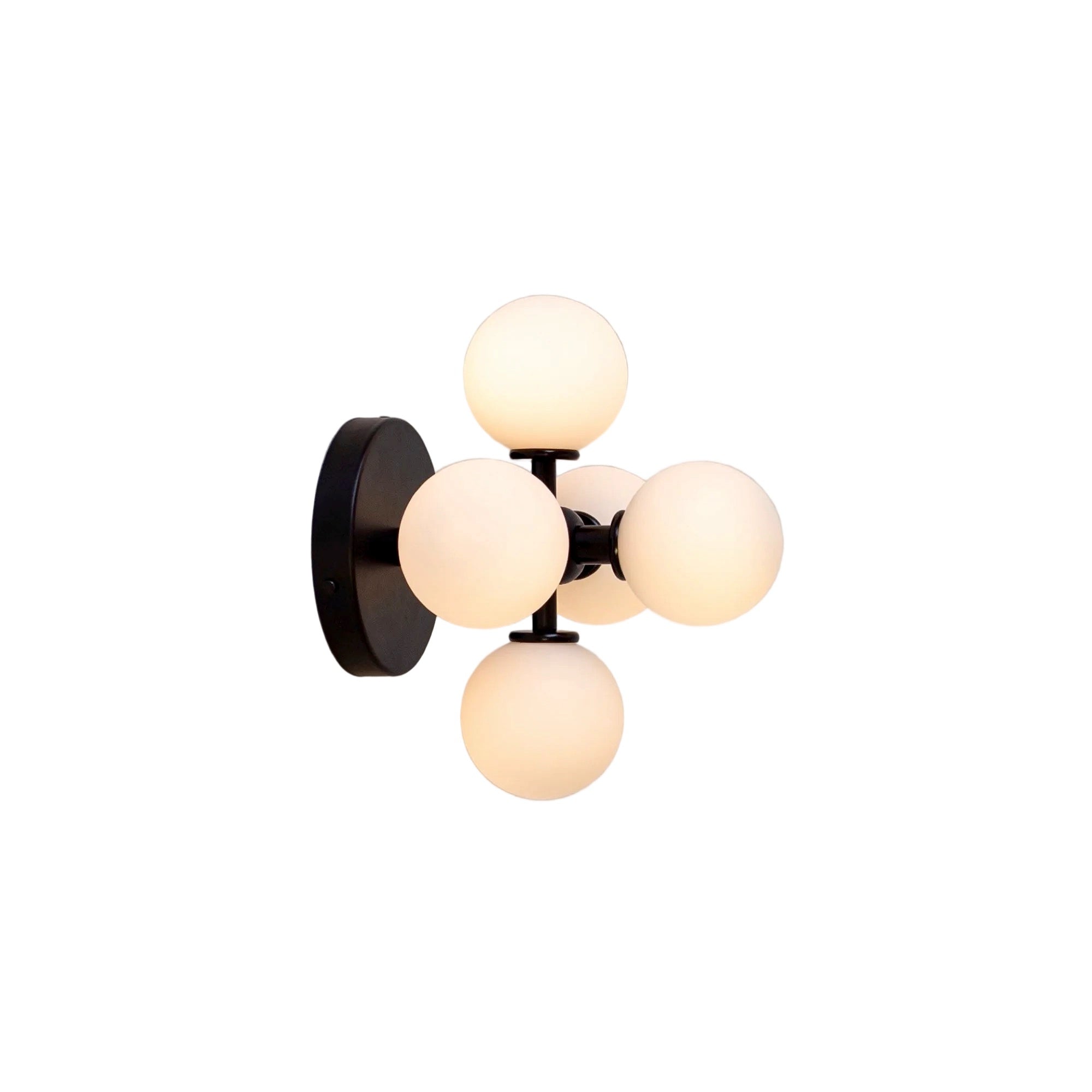 Minimalist Black Wall Lamp with Soft White Glass Spheres