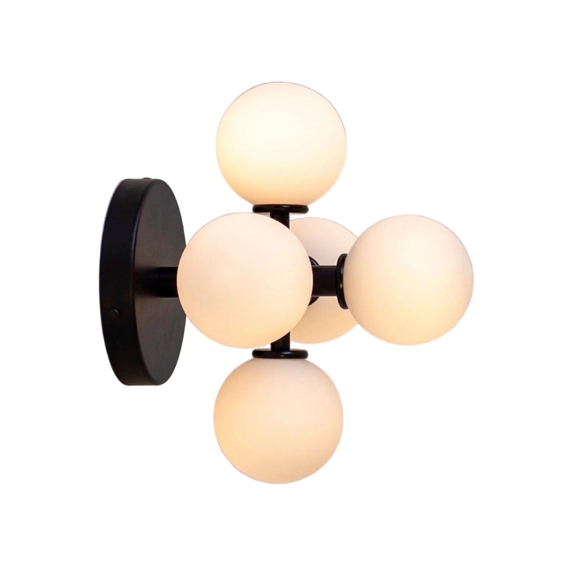 Modern Cluster Wall Sconce with Matte Black Frame and Glass Globes