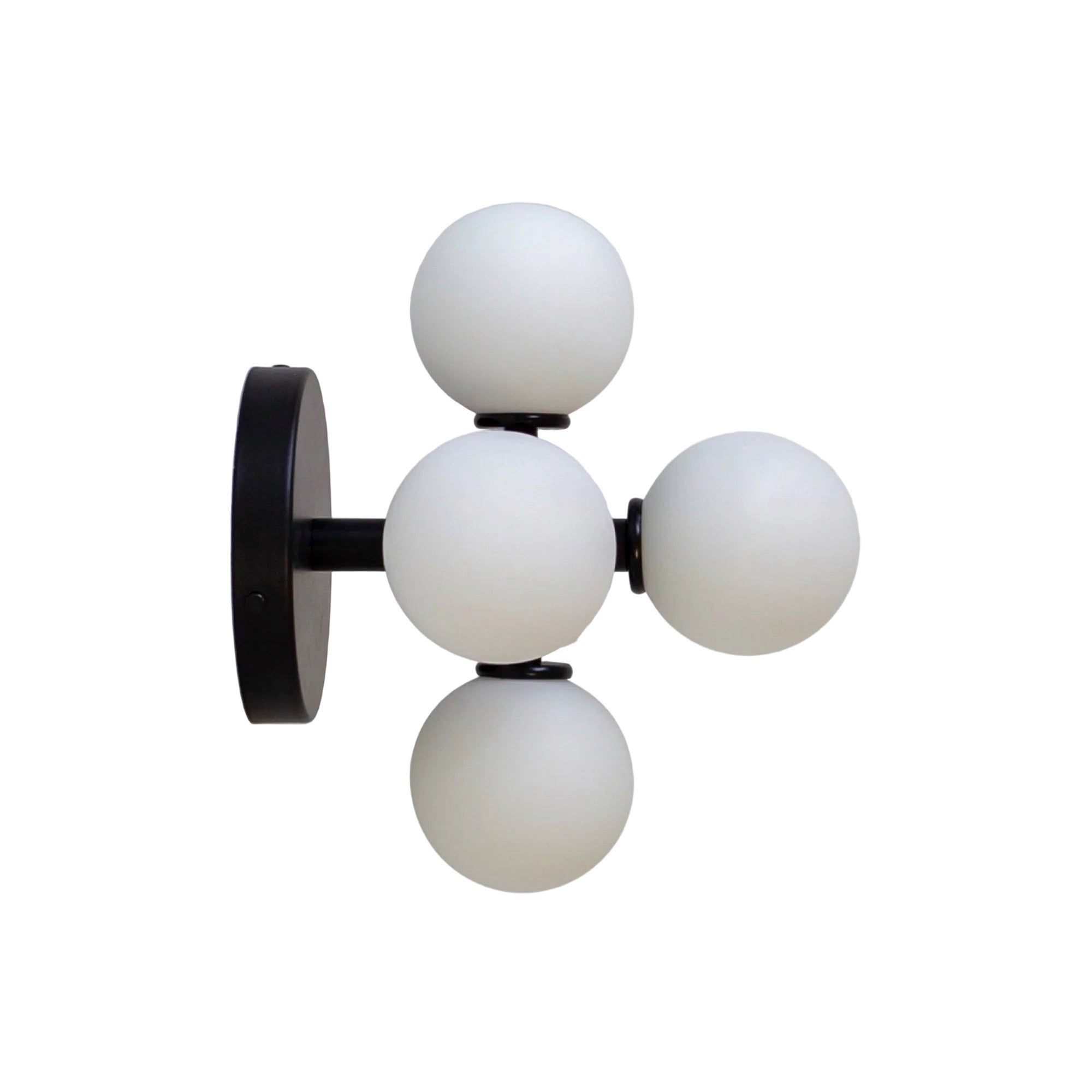Black Modern Wall Sconce with Sculptural Glass Globe Design