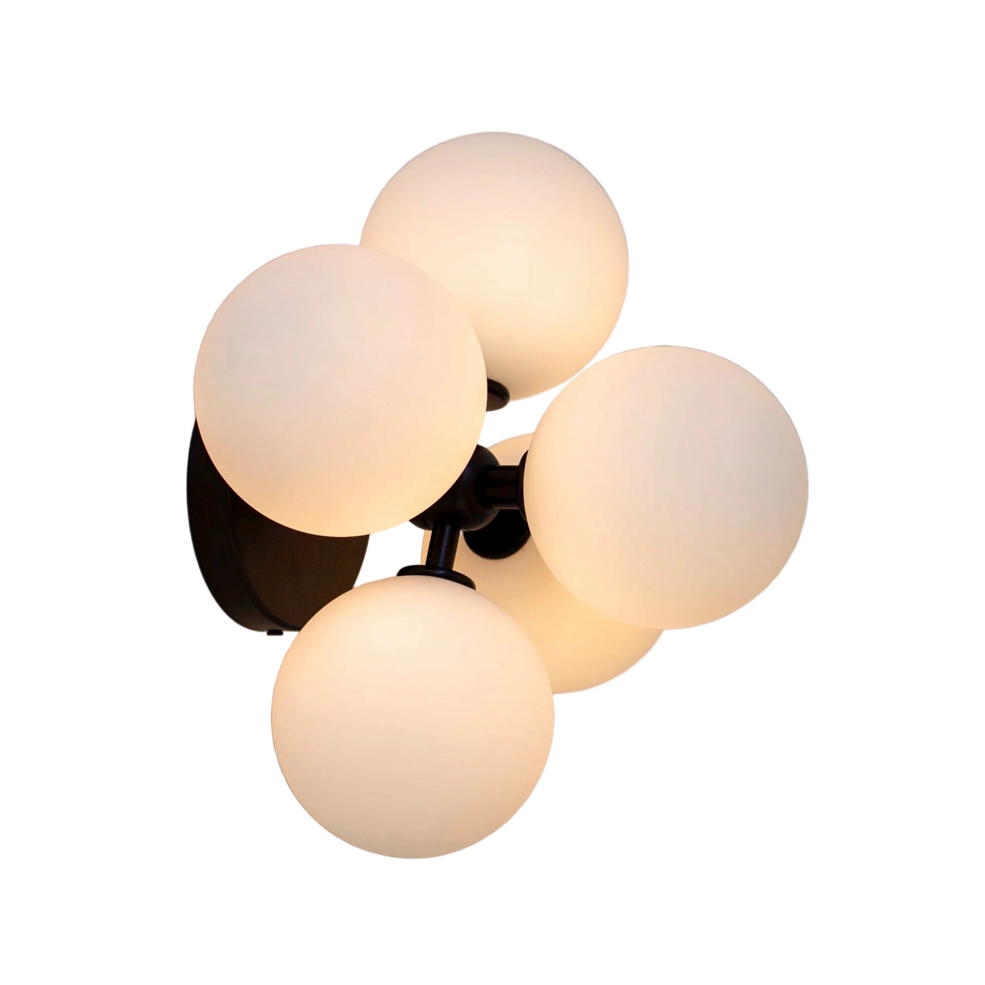 Modern Orb Wall Sconce with Matte Black Mounting Plate