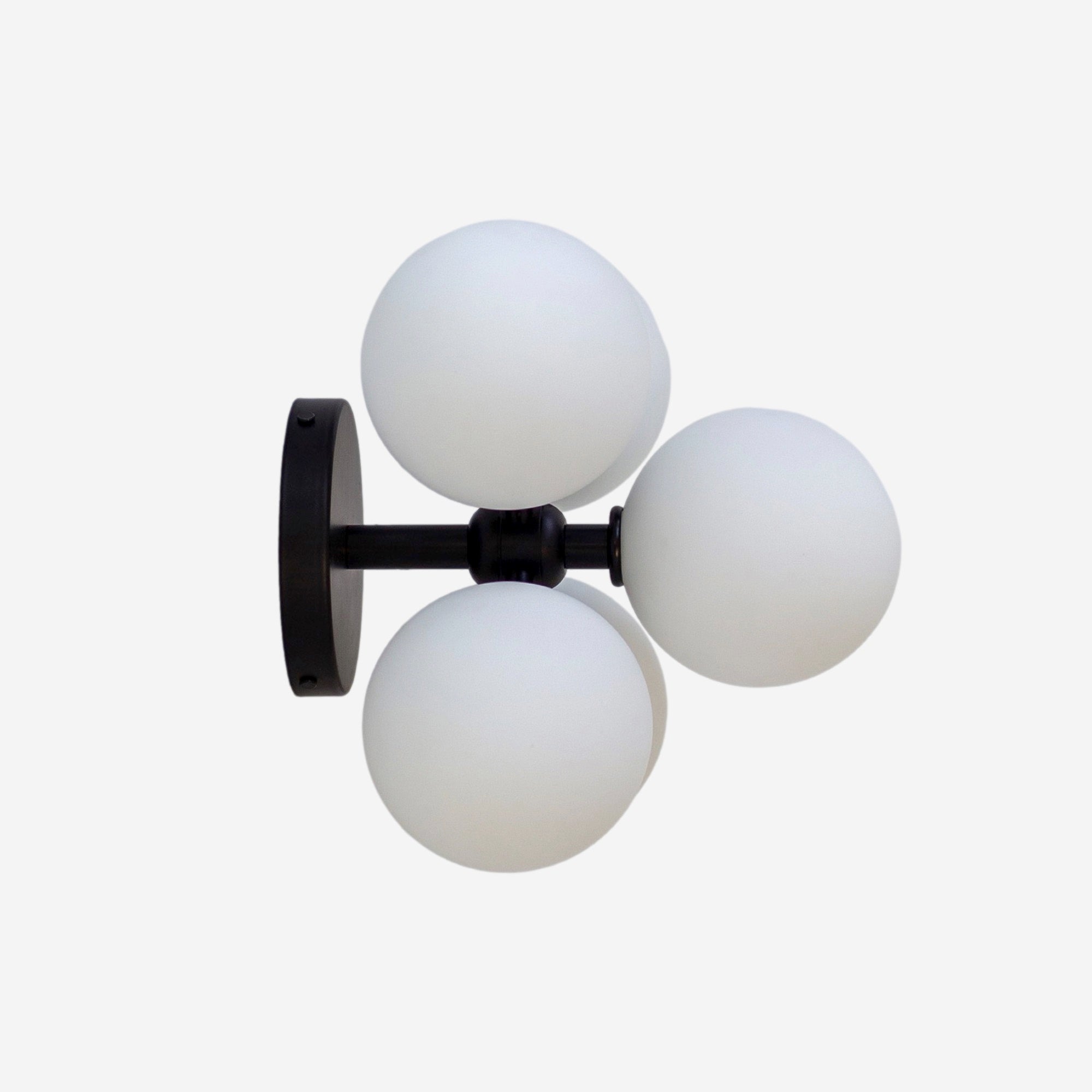 Modern Glass Globe Wall Light in Matte Black Finish