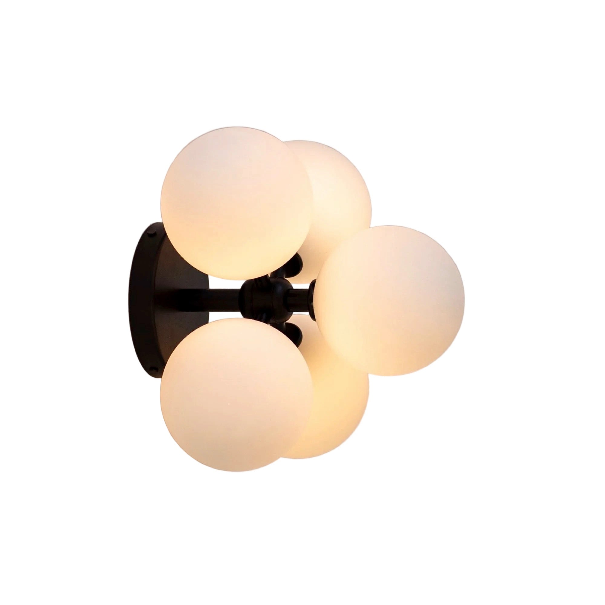 Minimal Black Wall Light with Clustered Frosted Glass Shades