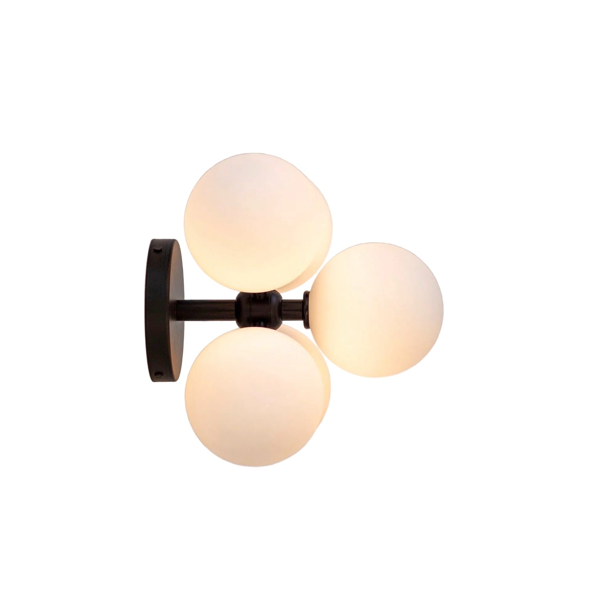 Designer Wall Fixture with White Glass Globe Lights